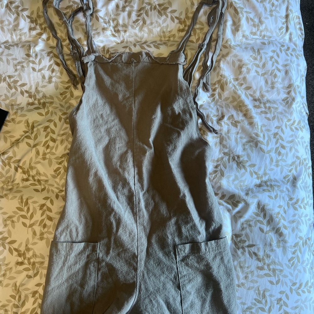 Grey Linen Overalls